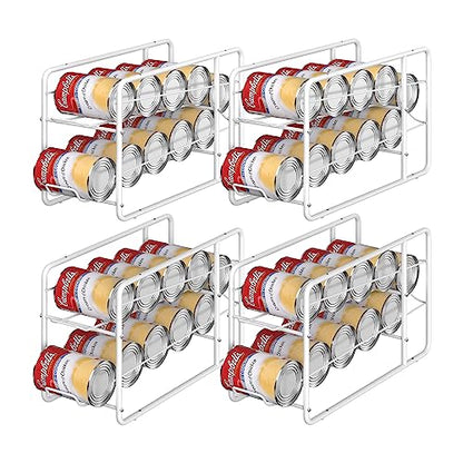 MOOACE 4 Pack Can Dispenser Rack, Stackable Can Storage Organizer Holder for Canned food Kitchen Cabinet Pantry Countertop, White - color: White