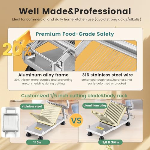 Huanyu Commercial Cheese Slicer Butter Cutter with 316 Stainless Steel Wire Customized 1/5 IN Blade Block Cheese Cutting Board Machine Aluminum Alloy Body, Home&Restaurant Kitchen Cooking Baking Tool