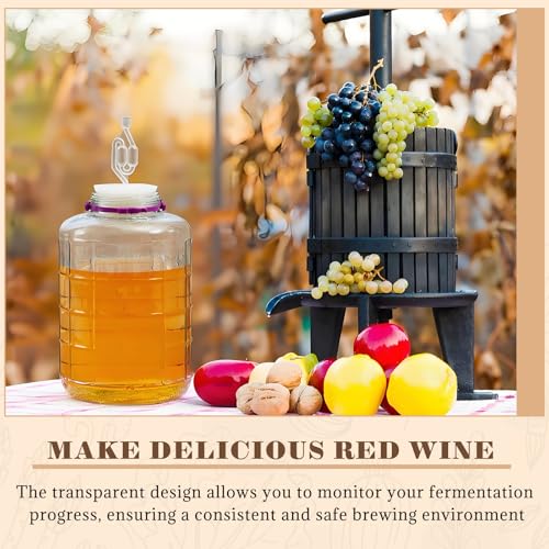 Ziliny 2 Pieces 5 Gallon Glass Carboy Wide Mouth, with Drilled Silicone Stoppers and Airlock, Fermenting Carboy for Beer Wine Brewing Equipment, Home Fermentation Container - size: 5 Gallon