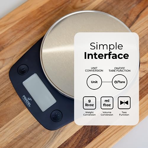 Fradel 0.1g Digital Kitchen Food Scale in Grams & Ounces - 11lb, for Cooking, Baking, Weight Loss - Round - style: Round