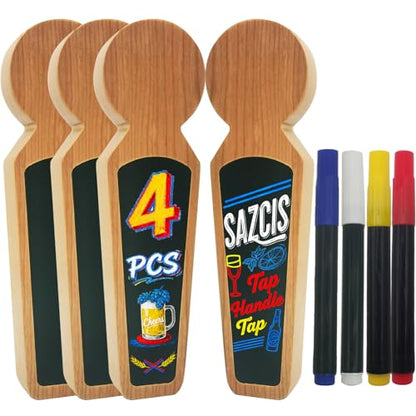 Beer Tap Handle ，4 Keg Tap with 8 Pen Set & Gift Wrapping, Cherry Wood Keg Tap Handle for Kegerator, Homebrew & Bars - color: 4 PCS
