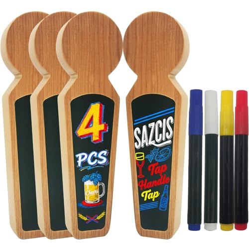 Beer Tap Handle ，4 Keg Tap with 8 Pen Set & Gift Wrapping, Cherry Wood Keg Tap Handle for Kegerator, Homebrew & Bars - color: 4 PCS