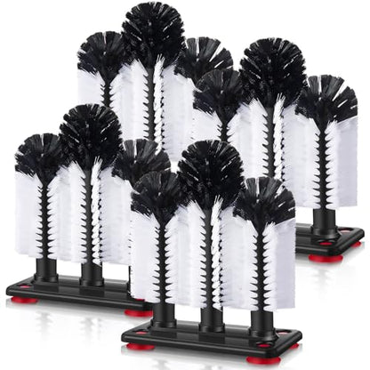 Havawish 4 Pack Water Bottle Cleaning Brush with Suction Base, 3 Head Bristle Bar Glass Washer for Sink, Washer Brush Cleaner for Bar Beer Cup, Wine Glass, Long Leg Cup Kitchen Tools