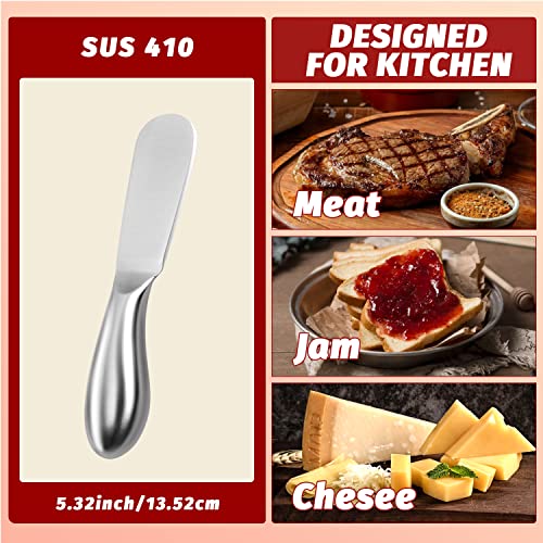 Butter Knives 4 Pieces Stainless Steel Cheese Butter Spreader Knife Set for Cold Butter, Cream Cheese, Jam, Pastry, Charcuterie, Multipurpose Kitchen Gadgets - color: Silver04
