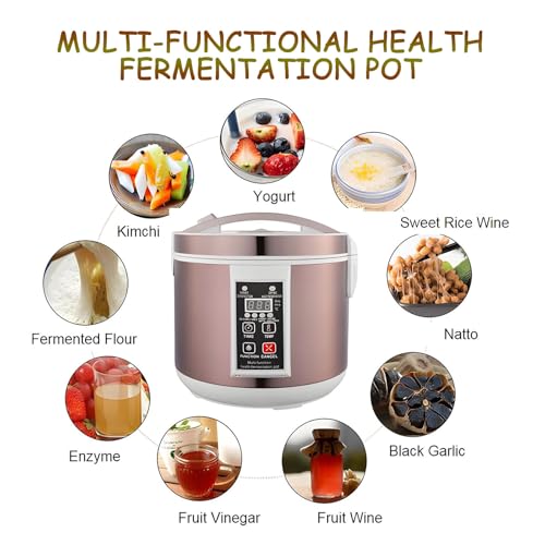 5L Multi-functional Health Fermentation Pot Black Garlic Fermenter 110V Automatic Intelligent Fermenter for Yogurt Enzyme Natto Vinegar Red Wine