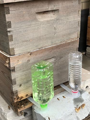 Plastic Bee Feeder with Entrance Tray, Clear, Inverted Bottle Hive Feeder for Beekeeping