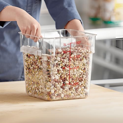 4 Pack 8QT Square Food Storage Containers with Lids | Clear NSF polycarbonate containers with scale, label and measuring cup, stackable for prep, storage, freezer. Dishwasher safe - color: 8Qt