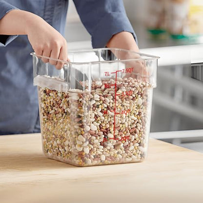 4 Pack 8QT Square Food Storage Containers with Lids | Clear NSF polycarbonate containers with scale, label and measuring cup, stackable for prep, storage, freezer. Dishwasher safe - color: 8Qt