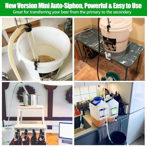 14” Mini Auto Siphon - 3/8”Racking Cane, Homebrew Beer Wine Siphon Pump with 5.5FT Silicone Tubing Auto Siphon Clamp Efffortless Bottling Fermentation Siphoning Kombucha Mead Wine Making Kit