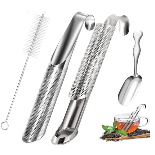 2 Pcs Stainless Steel Tea Diffuser, Stainless Steel Tea Strainers for Loose Tea with Hanging Hook Handle，Stainless Steel Long Handle Tea Steeper Diffuser for Leaf Tea, Coffee, Spices, Seasonings - color: 101 pcs