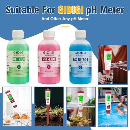 pH Meter Food Digital Electronic pH Tester for Fermentation 3 * 50ml pH Buffer Calibration Solution Kits Hot Sauce Food Tester Probe for Cheese Sourdough pH Temperature pH Test Strips for Acidity