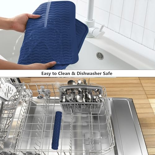 ZLR 4-in-1 Silicone Mat 12" x 12" / 305 x 306mm Square - Dish Drying Mat, Air Fryer Mat, Coffee Maker Pad & Heat Resistant Trivet (up to 450°F) - Non-Slip Food-Grade BPA-Free (Midnight Blue) - color: Midnight Blue, size: 12" x 12"