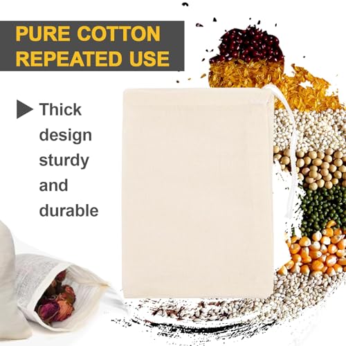 35cm x 25cm, Reusable Cotton Muslin Straining Bag Fine Mesh Food Strainer Filter Bags for Nut Milk Bag Home Brewing, Hop Bags