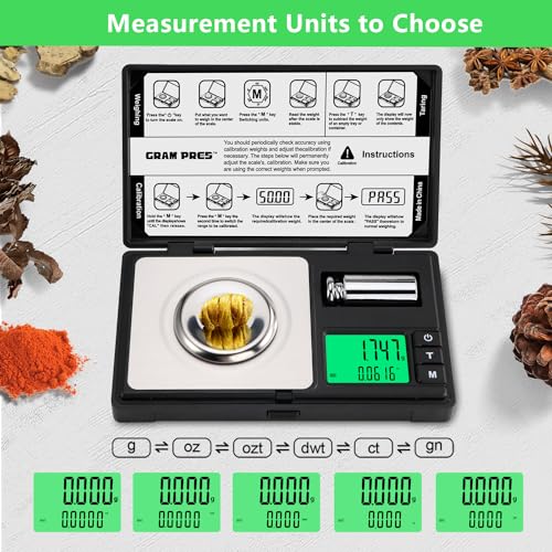 GRAM PRES High Precision Milligram Scale,50g/0.001g Digital Mini Pocket Gram Scale,Mg Scale for Weighing Powders,Jewelry, Medicine, Gem, Reloading, with Cal Weight, Tweezer ，Tray and Scoop - color: Black