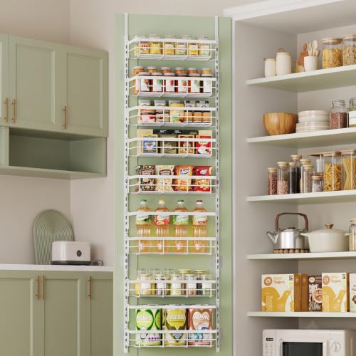 Apinol Over The Door Pantry Organizer, 10 Tier Pantry Door Organizers and Storage for Kitchen with Seasoning Shelves, Home & Kitchen Essentials, White - color: White, size: 10-Tier