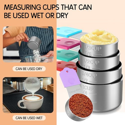 Magnetic Measuring Cups, 5 Stainless Steel Nesting Measuring Cup Set for Measuring Dry or Liquid Ingredients - style: Magnetic-5PCS