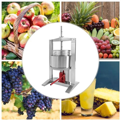 Fruit Wine Press,Stainless Steel Hydraulic Fruit Press Machine,Heavy-duty Cross-beam Stainless Steel Wine Maker with T-Handle for Outdoor,Kitchen (20 L/5.28 gal) - color: 20 L/5.28 gal