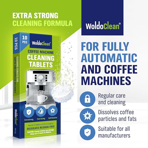 WoldoClean Cleaning Tablets for Fully Automatic Coffee Machines 10x 2g - Compatible with Breville, DeLonghi, Jura, Philips, Miele & Gaggia - size: 10 Count (Pack of 1)