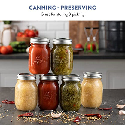 Paksh Novelty Mason Jars with Lids & Sealer - 5 Pack 16 Oz Regular Mouth Glass Canning Jars - Food Storage Container - Airtight Container for Pickling, Candles, Overnight Oats, Fruit Preserves - color: 16 Oz - 5 Pack - Regular