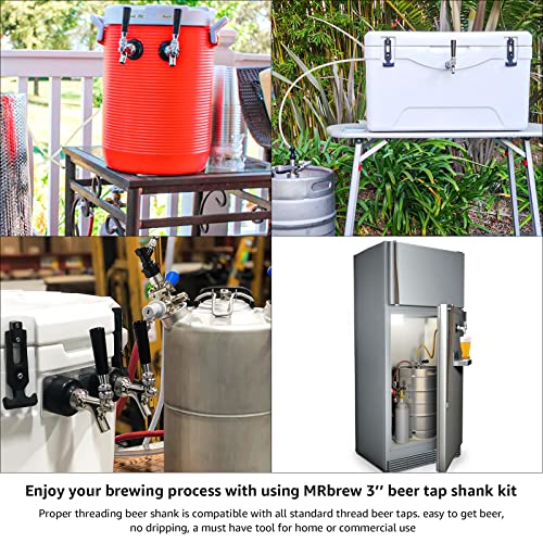 MRbrew Draft Beer Long Shank Faucet Kit, 3'' Beer Shank No Leak 1/4'' Beer Line Nipple Barb Fitting Shank Beer Tap for Kegerator Brewing with Self-Closing Tap, Stainless Steel Core for Home Beer Party - size: 3''