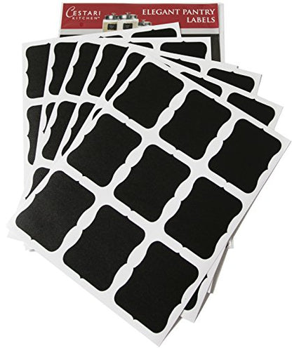 Cestari Large Chalkboard Labels – 54-Pack Black Reusable Jar Labels for Containers, Fancy Rectangle Chalk Stickers for Organizing Kitchen, Pantry, Storage Bins, Jars & More - size: Large