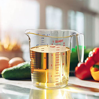Amazing Abby - Melissa - 32-Ounce Plastic Measuring Pitcher (2-Pack), 4-Cup (1-Quart) Food-Grade Measuring Jug, Unbreakable, Stackable, Dishwasher-Safe, Great for Oil, Vinegar, Flour, and More - style: 2-Pack
