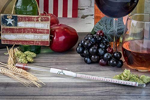 Brewing America American-Made Specific Gravity Hydrometer Alcohol ABV Tester - Pro Series Fermentation Testing Homebrew: Beer, Wine, Cider, Mead - Triple Scale Hydrometer