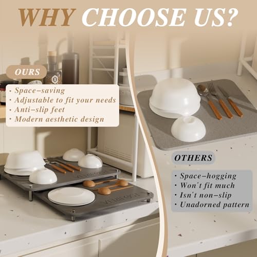 VERIFOST 2025 2PCs Large Drying Stone for Kitchen Counter, Stone Drying Mat for Kitchen Counter, Quick Drying Matt Kitchen Counter, Diatomaceous Earth Dish Mat with Non-slip Feet Midnight Gray - color: Midnight Gray