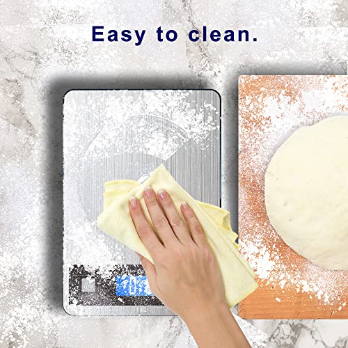 hito Food Scale 33lb Digital Kitchen Scale Rechargeable Waterproof Weight Grams and oz 1g/0.1oz Precise, for Weight Loss, Cooking and Baking, Ash Silver - color: Silver, size: 33lbs charging/ battery