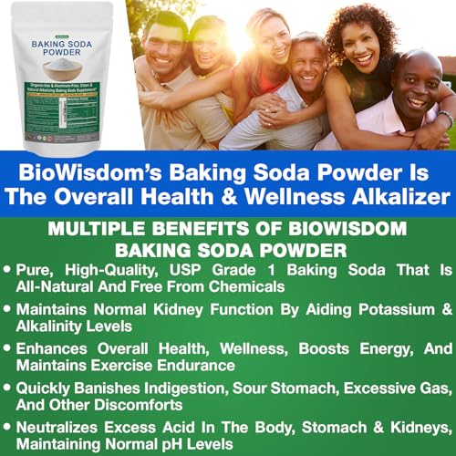 Baking Soda Powder for Organic Use, Grade 1 Aluminum Free Baking Soda, Natural No Chemicals, Pure Powder for Cooking, Stomach Acid, Kidney Supplement, 1lb
