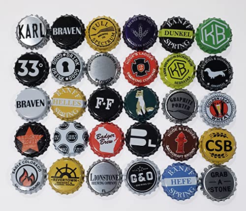 100 Craft Beer Bottle Caps, Few Repeats, No Dents, Huge Variety of Assorted Crown Caps