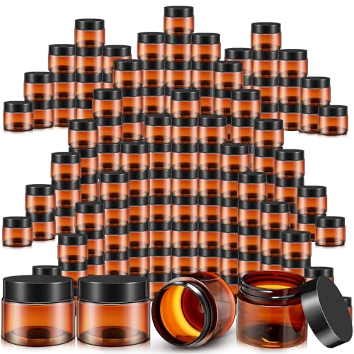 200 Pcs 4 oz Empty Bulk Plastic Container Jars with Lid Leak Proof Round Plastic Jars Small Cosmetic Travel Containers for Storage Makeup Creams Lotion Ointments, Amber - color: Amber, size: 4 oz