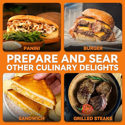 Baker's Friend Panini Press Electric Griddle, Panini Grill Press Sandwich Maker Press, Grilled Cheese Maker, Sandwichera Electrical, Browning Control, Non Stick Surfaces, 4-Slices, Stainless Steel - style: Flat Panini Press
