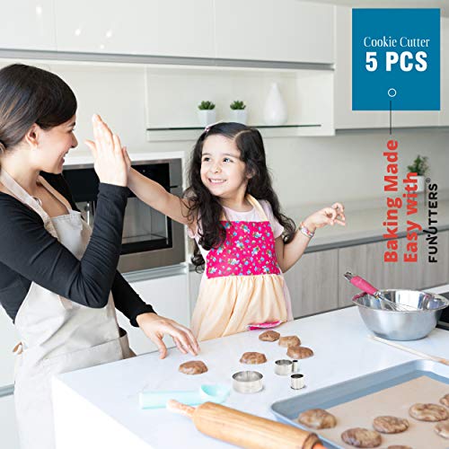 Cookie Cutter Set, 5 Pc. Kit, Measuring 1'', 2'', 3'', 4'' and 5'', Round Metal Baking Rings for Pastry, Biscuits, and Dough Cutting, Heavy Duty and Reusable, Multiple Sizes - size: 1 2 3 4 5 Inch x 2 Inch