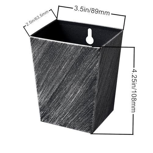 Old Fashioned Beer Bottle Cap Catcher Wall Mounted Narrow 3-1/2" Stainless Steel Screw in Soda Top Bucket with Drain Opening for Outdoor Post Cooler Cart - color: Aged Silver