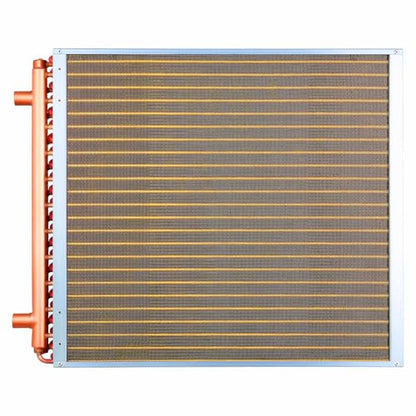VEVOR Water to Air Heat Exchanger, 24 x 24 in Finned Tube HVAC Heat Exchanger Coil with Copper Tubes & Aluminum Fins, 225K BTU Output for Outdoor Wood Furnace, Hydronic Heating & Cooling Systems