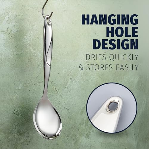 Zulay Kitchen Stainless Steel Serving Spoon - 11.5” Large Cooking & Serving Spoon with Ergonomic Handle - Durable, Rust-Resistant & Dishwasher Safe Kitchen Utensil for Cooking and Buffets - size: Cooking Spoon
