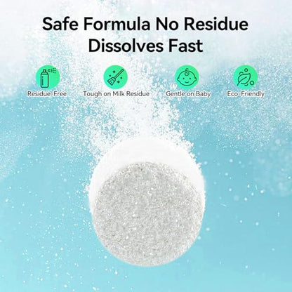 ICUIRE 150 PCS Baby Bottle Washer Detergent Tablets Compatible with Momcozy, Baby Brezza, GROWNSY for All Brands Baby Bottle Washers, Baby-Safe Bottle Washer Tablets Remove Residue Milk Film and Odors