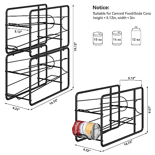 MOOACE 4 Pack Can Dispenser Rack, Stackable Soda Can Organizer Holder for Canned Food Storage Kitchen Cabinet Pantry Countertop, Black - color: Black