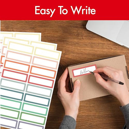 270 PCS Removable Labels, 9 Colors Self-Adhesive Rectangular Stickers Water/Oil/Tear Resistant for Food Containers, Freezer, Kitchen, Files, Jars, Pantry Storage, Office, Bathroom, School (15 Sheets) - color: Style 5