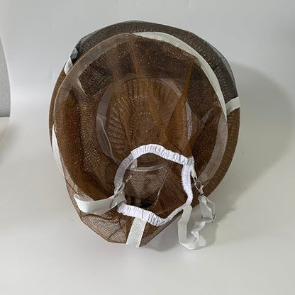 Beekeeper Cowboy Hat with Protective Bee Veil, Beekeeping Head Protection, Straw Style