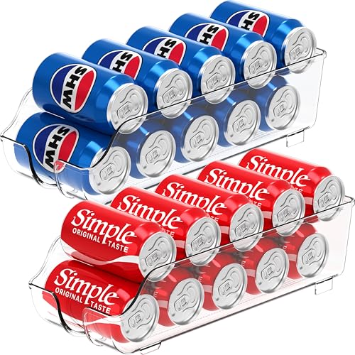 Simple Houseware Soda Can Organizer and Dispenser for Refrigerator / Pantry, Clear, Set of 2 - size: 2 Pack, style: Standard Can