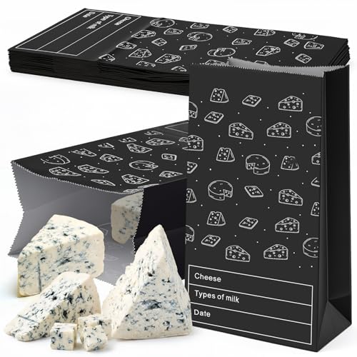 MotiMind 15 Count Cheese Storage Bags for Refrigerator, 10.6 x 6 Inch Cheese Paper Bags for Sandwiches, Wrapping and Food Container (Black) - color: Black