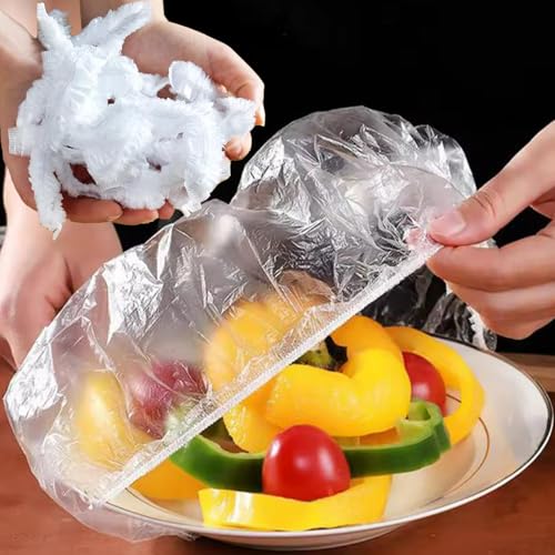 100pcs Disposable Food Containers for Fresh Keeping Storage Cover (Clear color) - color: Clear color