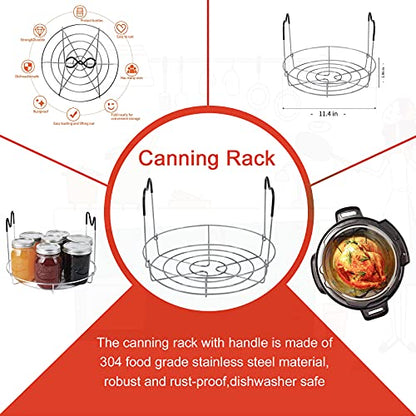 Canning Supplies Kit - 9 Piece 430 Stainless Steel : Rack,Funnel,Jar Lifter,Jar Wrench,Lid Lifter,Tongs,Spoon,Cleaning Brush/Bubble Remover Tool.Suitable for all beginners and professionals