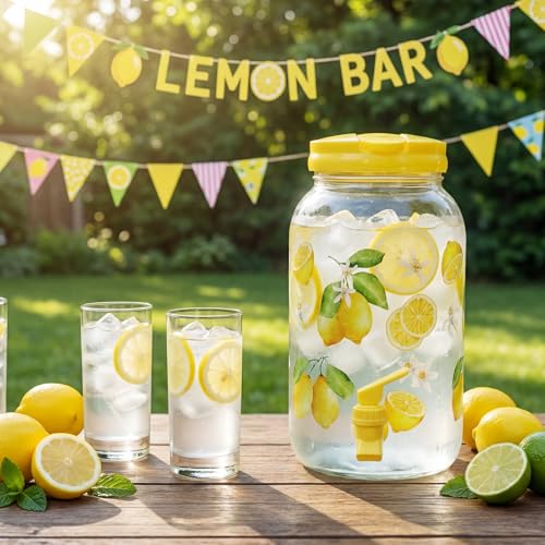 Havawish 2 Pcs 1 Gallon Plastic Beverage Dispenser with Spigot Clear Summer Kitchen Fridge Drink Dispenser for Parties Lemonade Juice Tea Beer Cold Water(Yellow,Classic) - color: Yellow, style: Classic