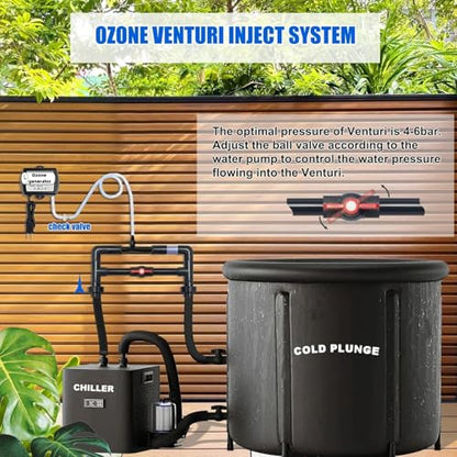 Ozone Venturi Injector ，3/4" Barbed Inlets/Outlets, 1/4" Ozone Injection Port, for Cold Plunge, Spa, Pool Circulation Pumps or Irrigation