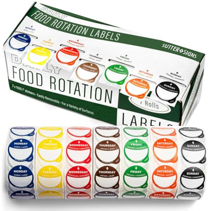 2pk Day Dots Food Labels | 1" Date Dot Stickers for Food Containers, 7000 Labels with Dispenser Box (Pack of 2) - color: Dispenser Set (Pack of 2)