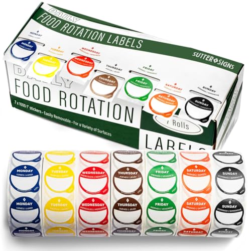 2pk Day Dots Food Labels | 1" Date Dot Stickers for Food Containers, 7000 Labels with Dispenser Box (Pack of 2) - color: Dispenser Set (Pack of 2)