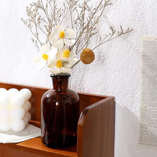 Magic Season Decorative Round Glass Bottles with Cork Stoppers (2 Pcs/Amber / 4 fl oz.)